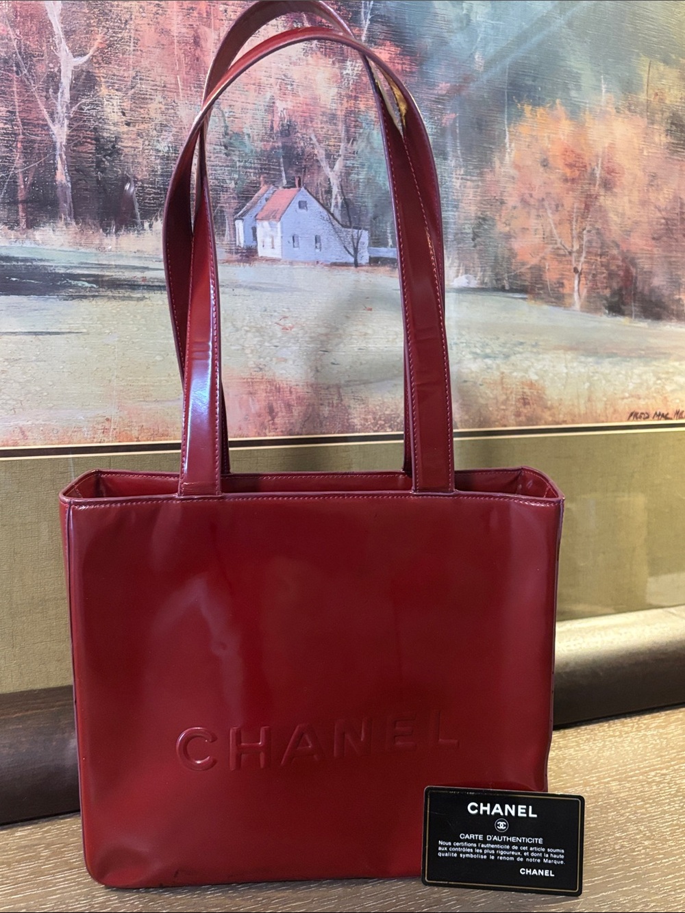 ✨Live Show Listing✨CHANEL Patent Leather Tote with Embossed Logo